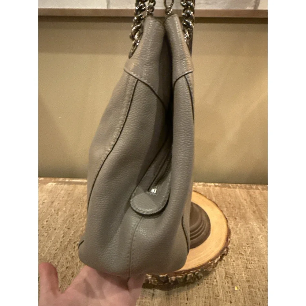 COACH Edie Grey Pebbled Leather Turnlock Shoulder Hand Bag Purse 3‎ Compartment - Picture 10 of 14
